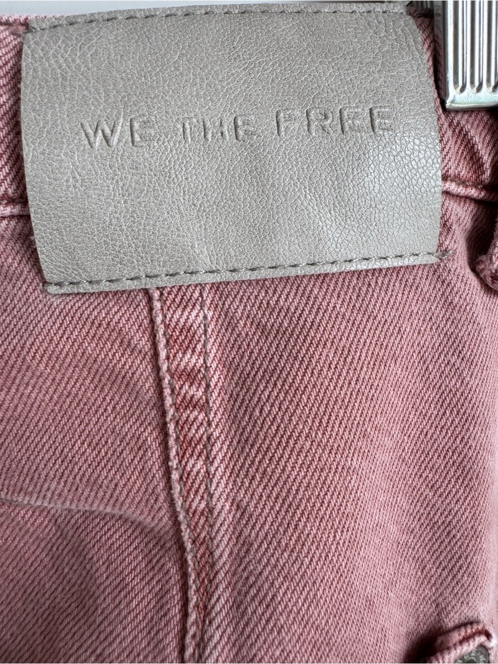 We The Free Good Luck Mid Rise Barrel Jeans Sunsetter pink size 32 or 14 cropped - Picture 6 of 14